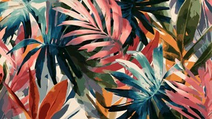 热带多彩植物叶片图案