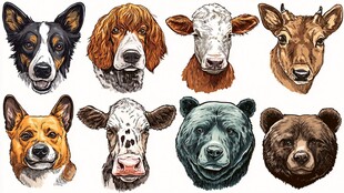 动物头像插画集合