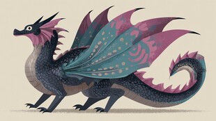 奇幻彩翼龙插画