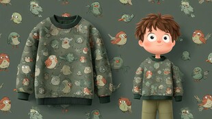 卡通风动物图案儿童卫衣