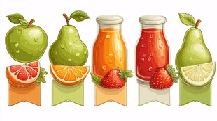 新鲜果汁与水果组合展示