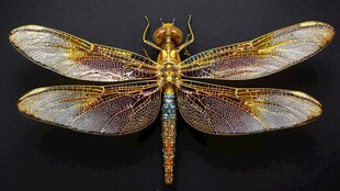 金色精美蜻蜓特写