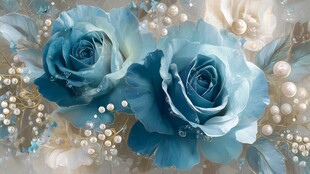 梦幻蓝玫瑰与珍珠装饰