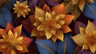 梦幻绚丽花朵特写