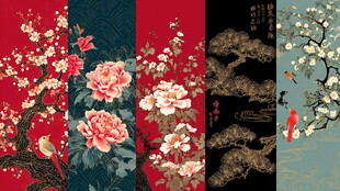 中式花卉古风图案集合