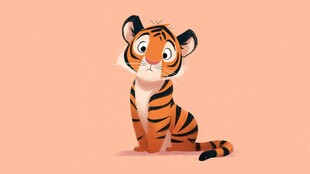 可爱卡通小老虎坐立