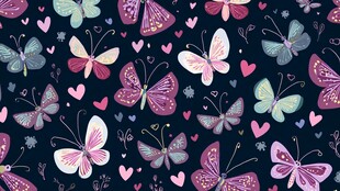 梦幻蝴蝶爱心图案背景