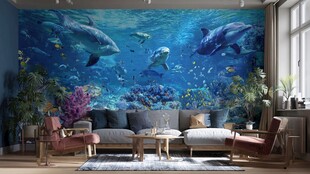 海底世界主题客厅装饰画