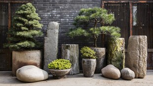 中式庭院景观石松盆栽