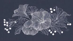 手绘花卉线条装饰图案