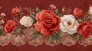 复古玫瑰蕾丝花边装饰图