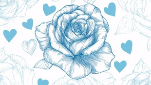蓝玫瑰与爱心浪漫图案