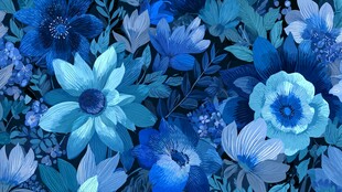 蓝色花卉图案背景纹理