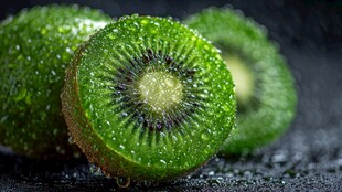 水润猕猴桃切片特写