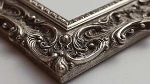 精致雕花银色相框一角