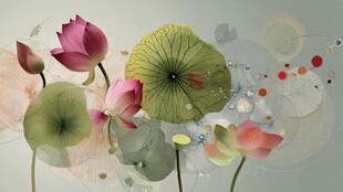 梦幻荷花水墨风插画