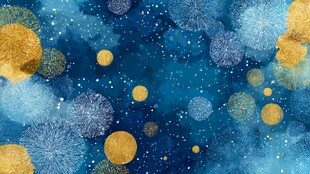 梦幻蓝金烟花背景图案
