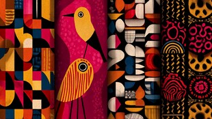 多彩几何风动物图案设计