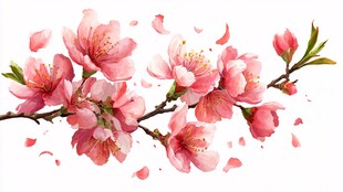 粉嫩桃花枝 花瓣轻飘落