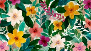 多彩花卉植物图案背景