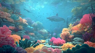 梦幻海底珊瑚与游鱼世界