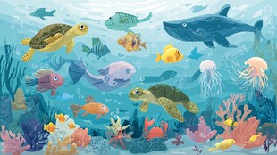 梦幻海底世界的多彩生物