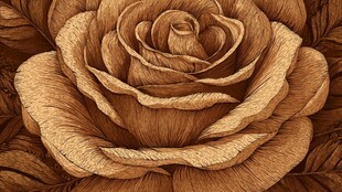 木雕质感的精美棕色玫瑰花