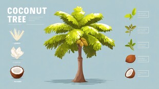 椰子树及其相关元素展示