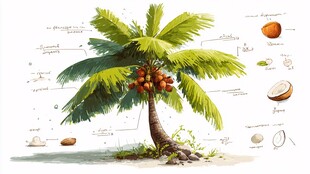 椰子树结构与果实解剖图