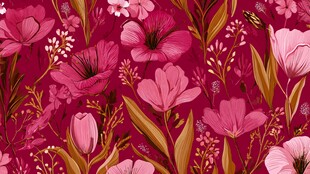 玫红色花卉图案无缝背景