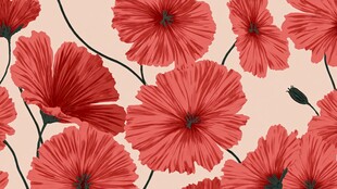 红色花卉图案背景设计