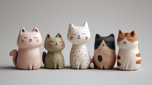 可爱猫咪陶艺摆件大集合