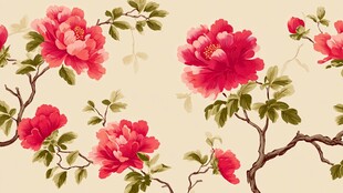 中式牡丹花卉图案背景图