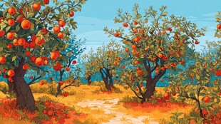 秋日硕果累累的苹果园