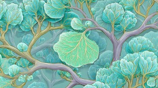 梦幻银杏叶插画图案