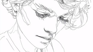 卷发人物低头线稿素描