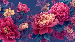 梦幻绚丽牡丹花背景图