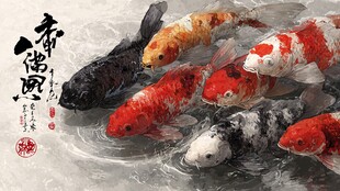 水墨锦鲤图