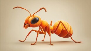 橙色卡通蚂蚁形象展示