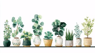 一排清新绿植装点家居