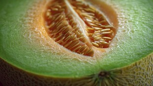 切开的香甜哈密瓜特写