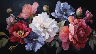 多彩花卉静物油画展示