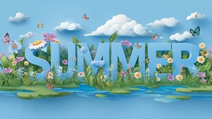 夏日田园风光立体插画