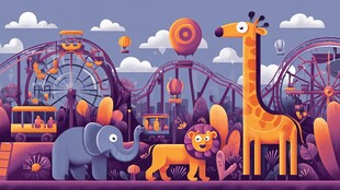 动物园与游乐园的梦幻场景