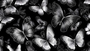 黑白蝴蝶无缝图案背景