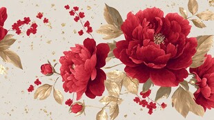 红色牡丹花卉图案背景