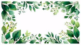 绿叶水彩边框装饰图案
