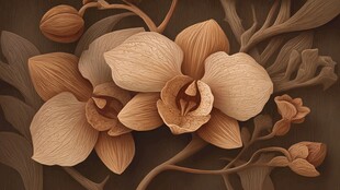 木雕兰花 精致花卉艺术呈现