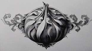 手绘艺术风洋葱图案设计