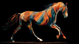 抽象风格奔跑骏马艺术图